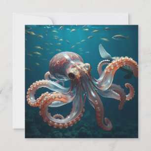 Cartão De Notas Octopus de Glassas no Mar Profundo