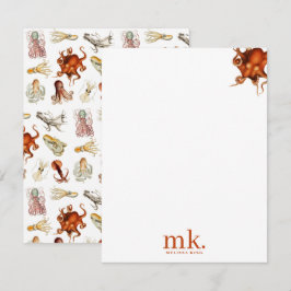 Cartão De Notas Octopus Oceano Octopus Monograma de Padrão