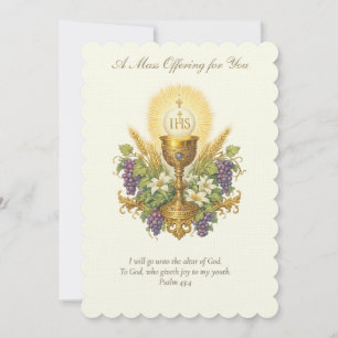 Cartão De Notas Oferta de Missa Católica Desenho Floral Cálice