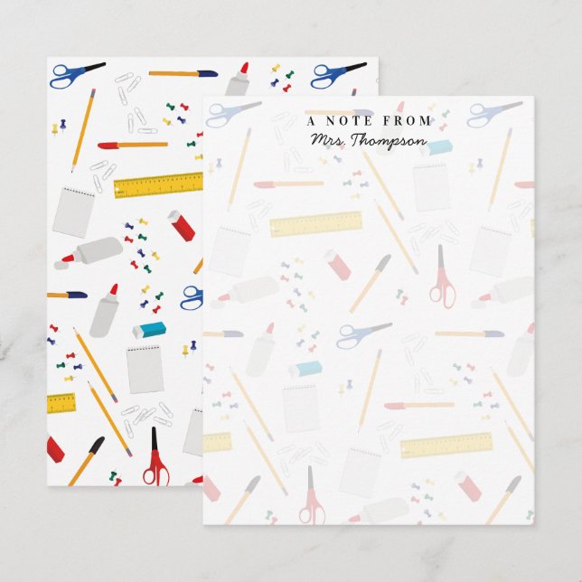 Cartão De Notas Ofertas de Artesanatos de Escritório Escolar Ofert (Frente/Verso)