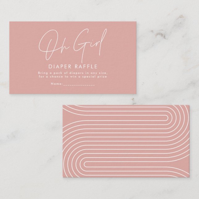 Cartão De Notas oh guião de chá de fraldas rosa rifa fralda (Frente/Verso)