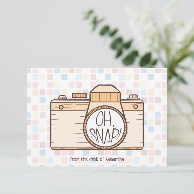 Cartão De Notas Oh, Snap! Placa de Nota da Câmara de Pastel Amarel (Em pé/Frente)