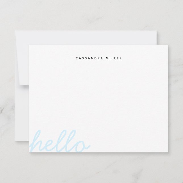 Cartão De Notas Olá Script Moderno Minimalista Personalizado Estil (Frente)