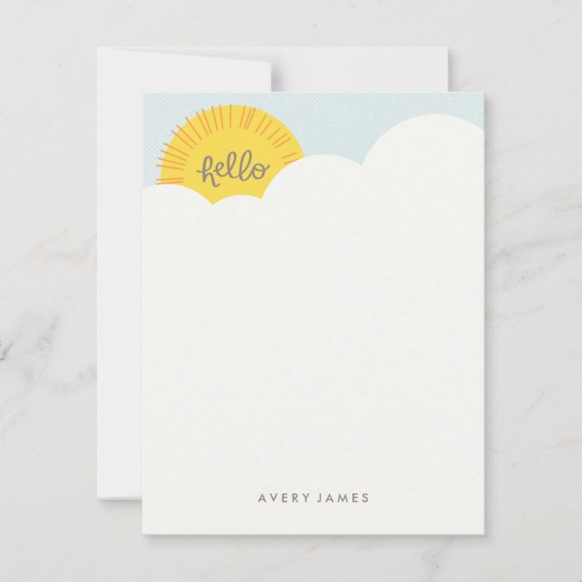 Cartão De Notas Olá Sunshine Stationery - Carvão (Frente)