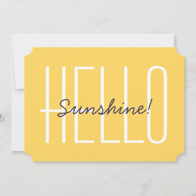 Cartão De Notas Olá Tipografia Amarela Feliz Sunshine (Frente)