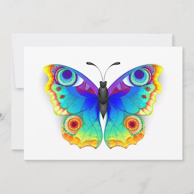 Cartão De Notas Olho Peacock da Borboleta Arco-Íris (Frente)