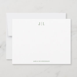 Cartão De Notas Olive Clássico Casal Monograma Casamento Personali