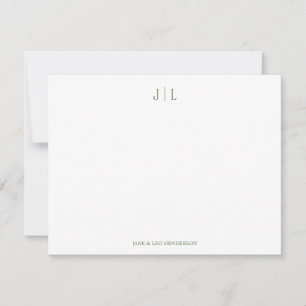 Cartão De Notas Olive Clássico Casal Monograma Casamento Personali