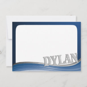 Cartão De Notas Onda de aço com o nome Dylan Flat Note