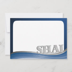 Cartão De Notas Onda de aço com o nome Shai Flat Note