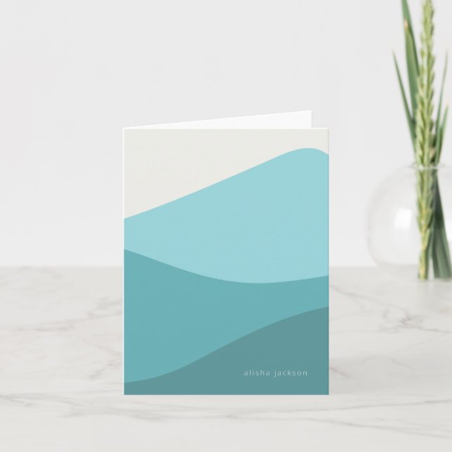 Cartão De Notas Ondas de Verde (Frente)