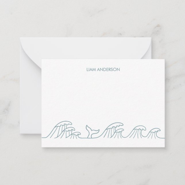 Cartão De Notas Ondas do oceano crianças costeiras personalizadas (Frente)