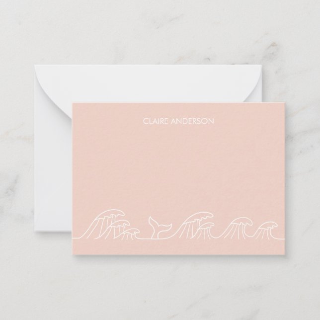 Cartão De Notas Ondas do oceano garotas personalizadas da costa (Frente)