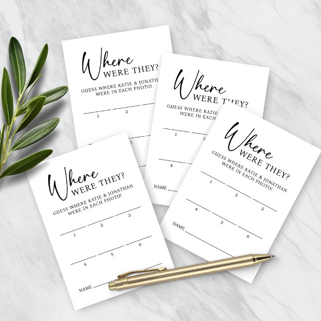 Cartão De Notas Onde Eles Estavam Com O Noivado De Casamento? (Where Were They Wedding Engagement Guess Cards)