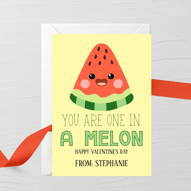 Cartão De Notas One in a Melon Kids Valentine Card (Criador carregado)