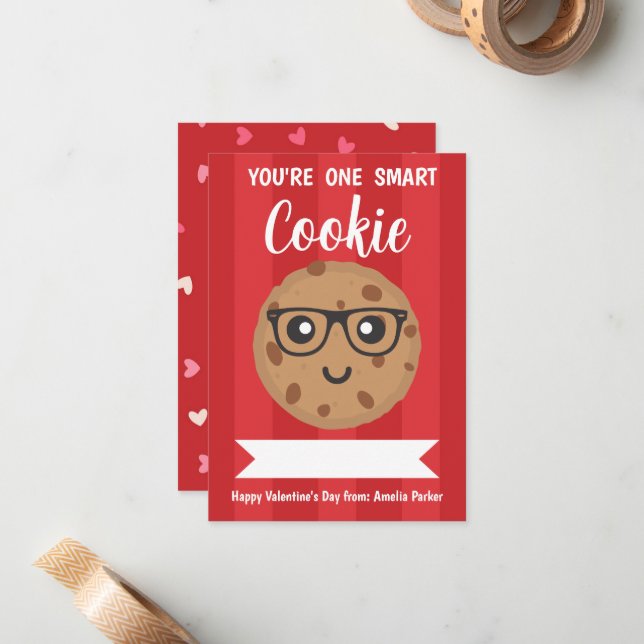 Cartão De Notas One Smart Cookie - Kids Classroom Valentine's Day (Frente/Verso In Situ)
