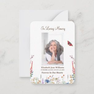 Cartão De Notas Oração Fúnebre Memorial Flor Selvagem & Borboleta