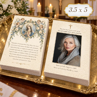 Cartão De Notas Oração Memorial Católica Floral Azul Marian