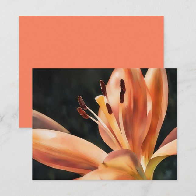 Cartão De Notas Orange Lily Flower Art Note Card Set (Frente/Verso)
