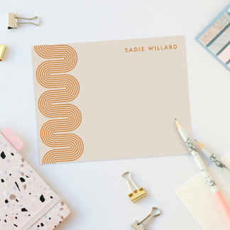 Cartão De Notas Orange Lombard Wavy Lines Modern Stationery Card