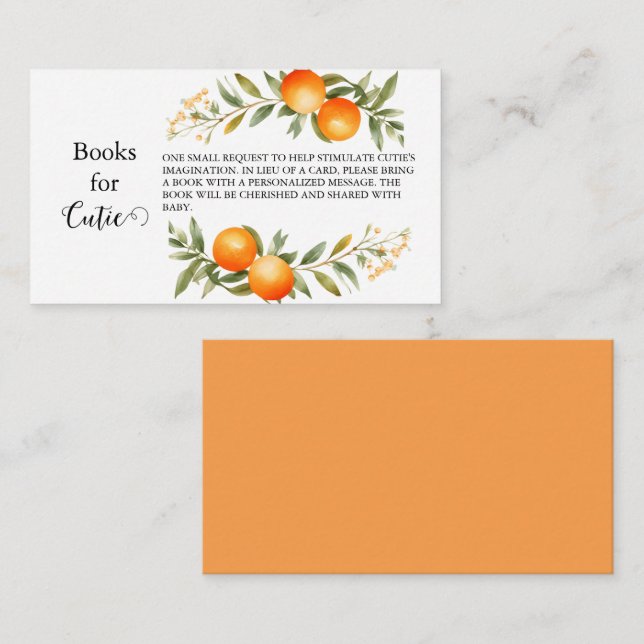 Cartão De Notas Orange You A Little Cutie Books for Baby (Frente/Verso)