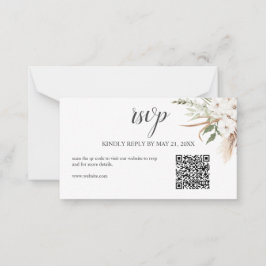 Cartão De Notas Orçamento Boho Pampa Grass Greenery Casamento RSVP