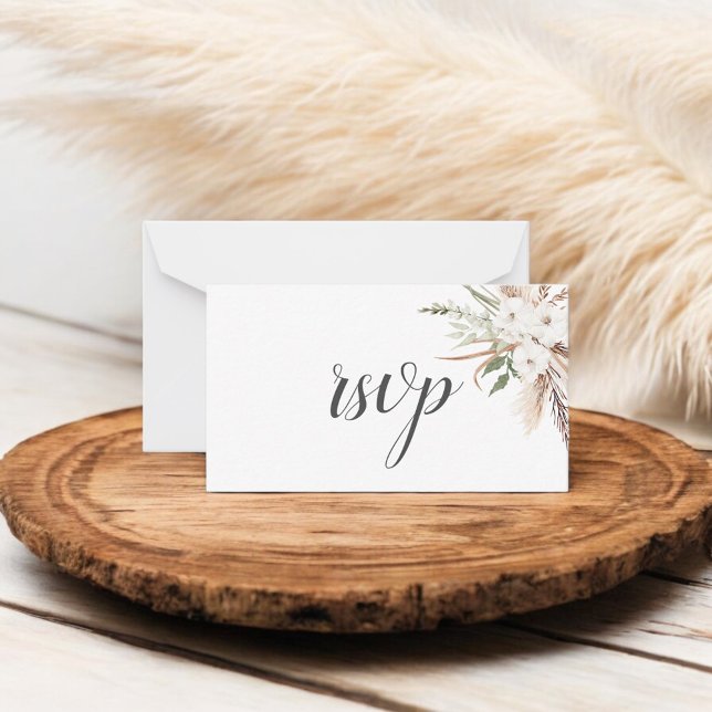 Cartão De Notas Orçamento Boho Pampa Grass Greenery Casamento RSVP (Criador carregado)
