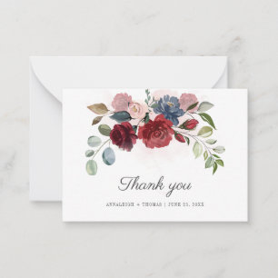 Cartão De Notas Orçamento Borgonha Verde Floral Casamento Obrigad