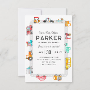 Cartão De Notas Orçamento Carros Ruas Crianças Transporte Aniversá