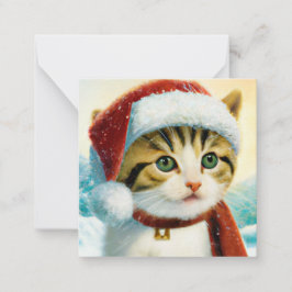 Cartão De Notas Orçamento da gatinha Santa de Natal em miniatura