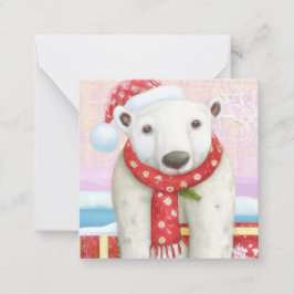 Cartão De Notas Orçamento do Urso Polar Papai Noel mini Natal