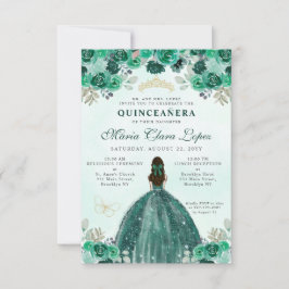 Cartão De Notas Orçamento Emerald Green Floral Princesa Quinceañer