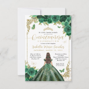 Cartão De Notas Orçamento Emerald Green Princesa Dourada Quinceañe