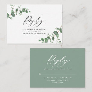 Cartão De Notas orçamento Eucalyptus sage green Wedding resposta R