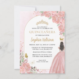 Cartão De Notas Orçamento Floral Blush Rosa Dourada Princesa Quinc