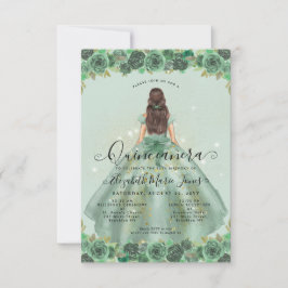 Cartão De Notas Orçamento Floral Sage Green Princesa Quinceanera