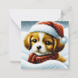 Cartão De Notas orçamento mini Natal cachorrinho Papai Noel