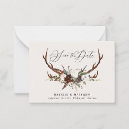 Cartão De Notas orçamento Rustic floral stag casamento exceto data
