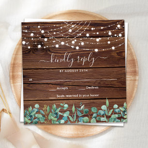 Cartão De Notas Orçamento Rustic Wood String Luzes de Casamento R
