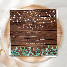 Cartão De Notas Orçamento Rustic Wood String Luzes de Casamento RS