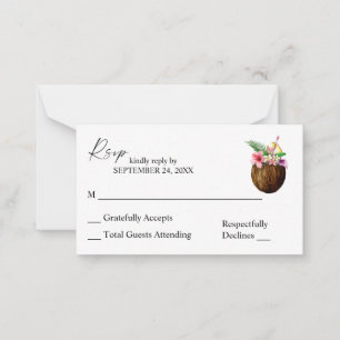 Cartão De Notas Orçamento Tropica Havaí Coco 2SM No Meal RSVP