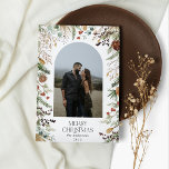 Cartão De Notas Ordenar Natal 1 Fotoarca Feriado de Cores d'Água<br><div class="desc">Orçamento Feliz Natal elegante,  elegante,  cor d'água seca,  cor botânica esmutada cores de Natal arca 1 design de cartão de Natal.</div>