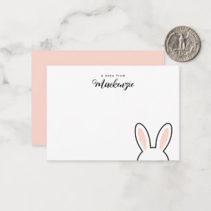 Cartão De Notas Orelhas de Coelho Personalizadas Minimalistas Fofa