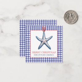 Cartão De Notas Ornamento Costeiro de Peixe-Fígado Gingham de Nata