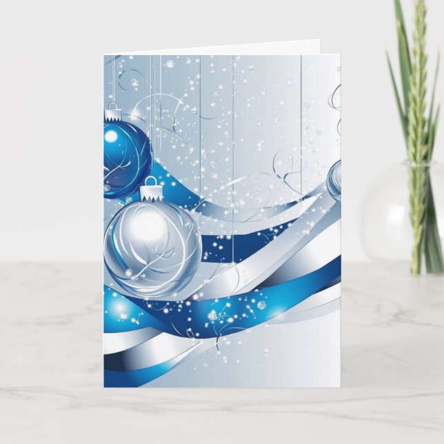 CARTÃO DE NOTAS ORNAMENTOS DE FÉRIAS - AZUL #1 (Frente)