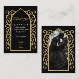 Cartão De Notas Ornate border black and gold Gothic wedding