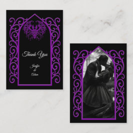Cartão De Notas Ornate border black and purple Gothic wedding