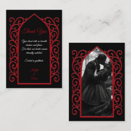 Cartão De Notas Ornate border black and red Gothic wedding
