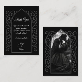Cartão De Notas Ornate border black and white Gothic wedding