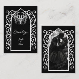 Cartão De Notas Ornate border black and white Gothic wedding